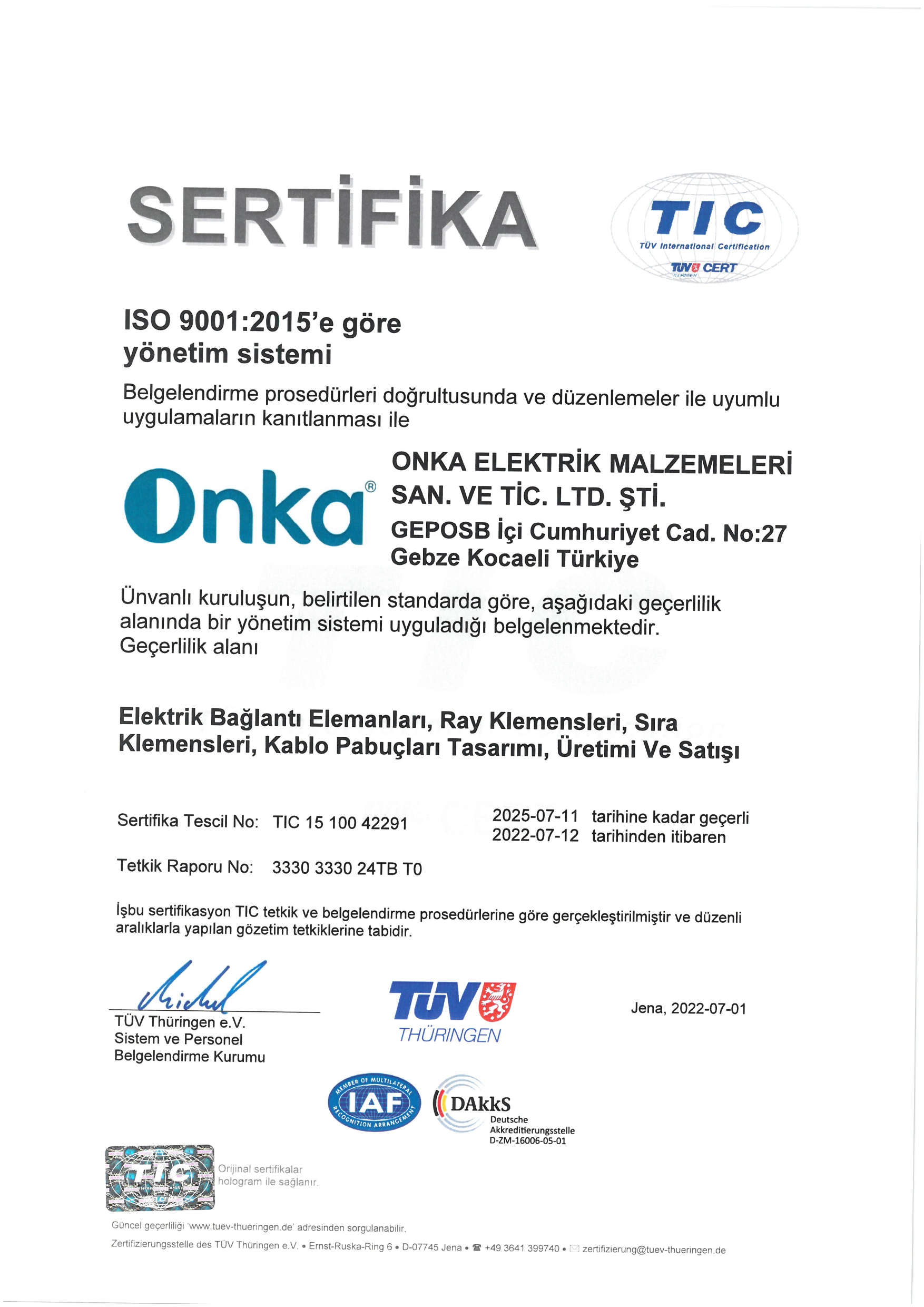 ISO 9001 Certificate